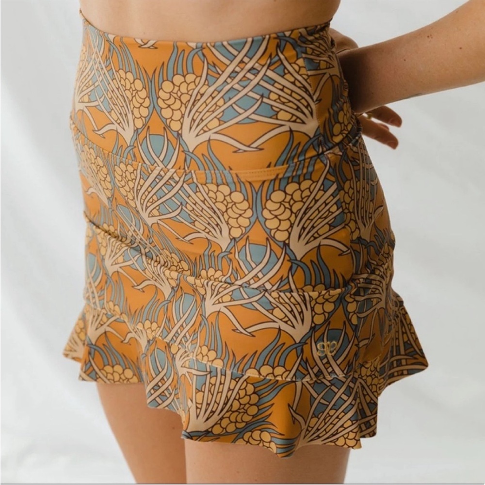 Albion Women's Swim Skirt in Mustard and Blue
